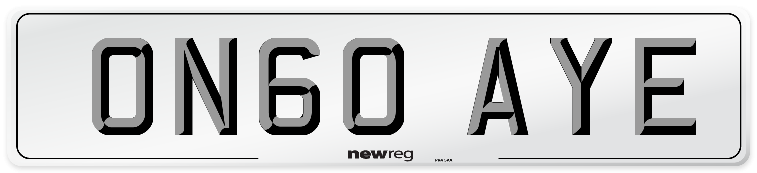 ON60 AYE Number Plate from New Reg